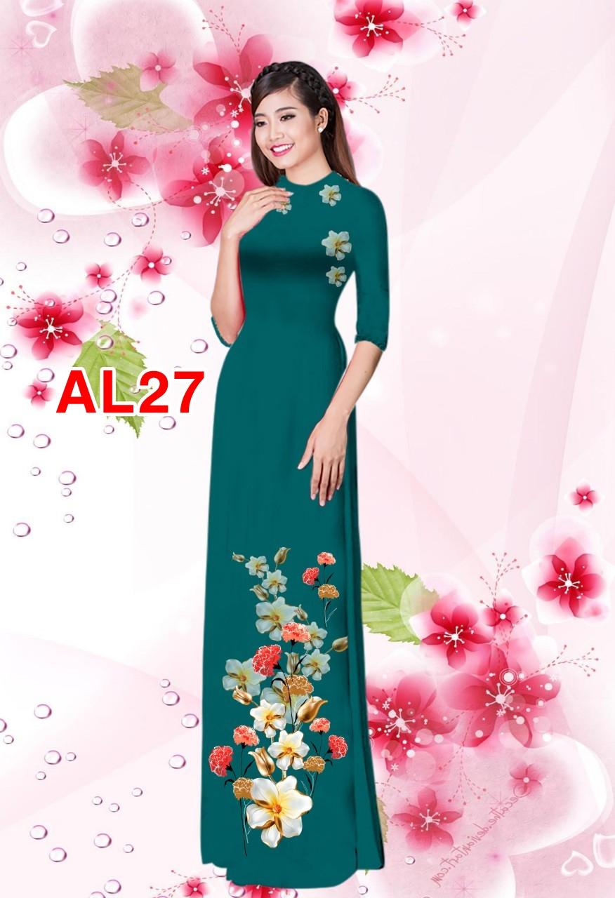 Set áo dài truyên thống lan bách hợp cao cấp AL27